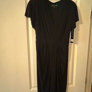 Jones New York Black Midi Sheath Dress with Flutter Sleeves for Cocktail